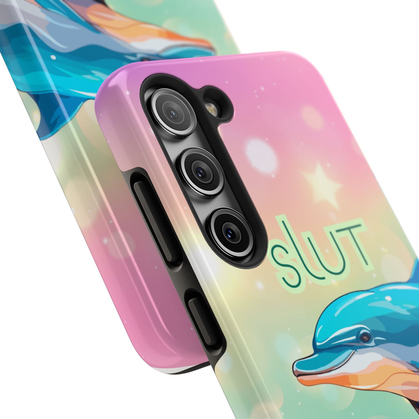 Dolphin Art Phone Case - Colorful Tough Case with 'SLUT' Design