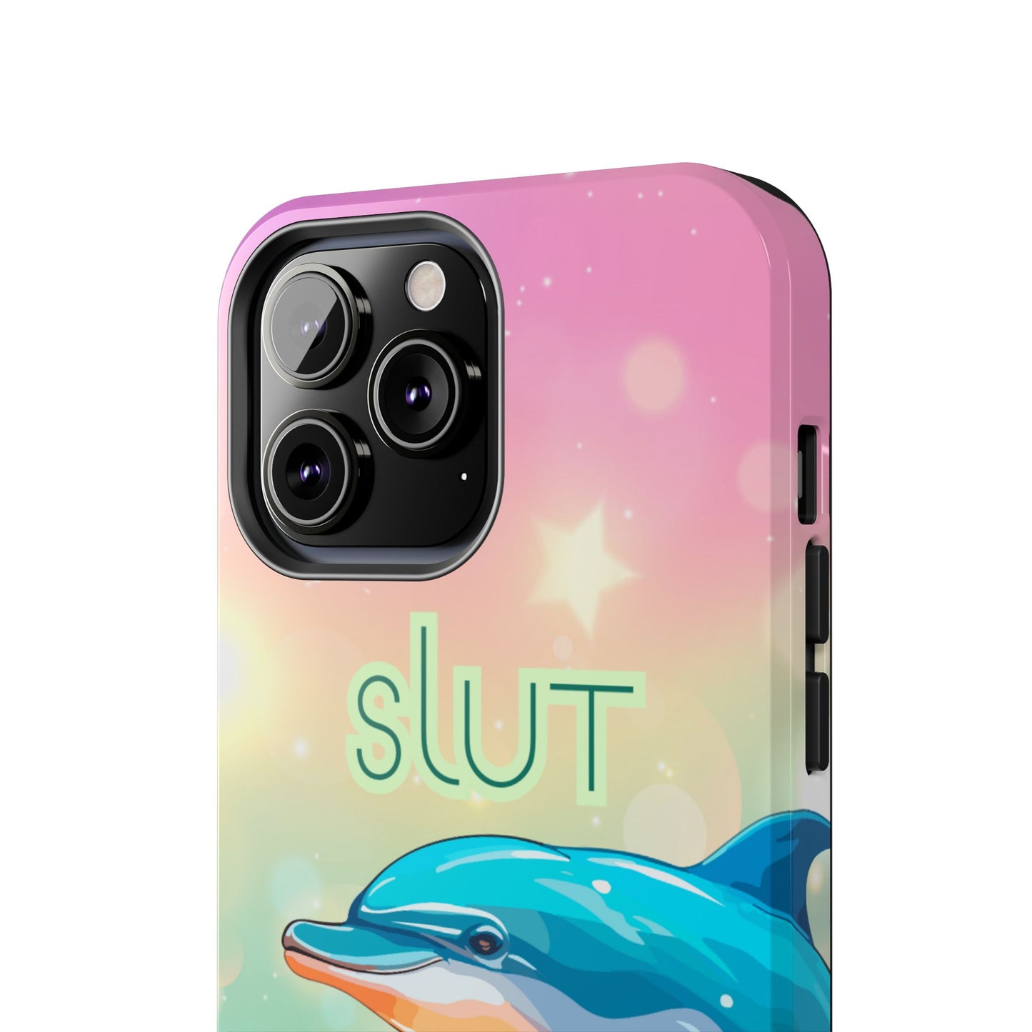 Dolphin Art Phone Case - Colorful Tough Case with 'SLUT' Design
