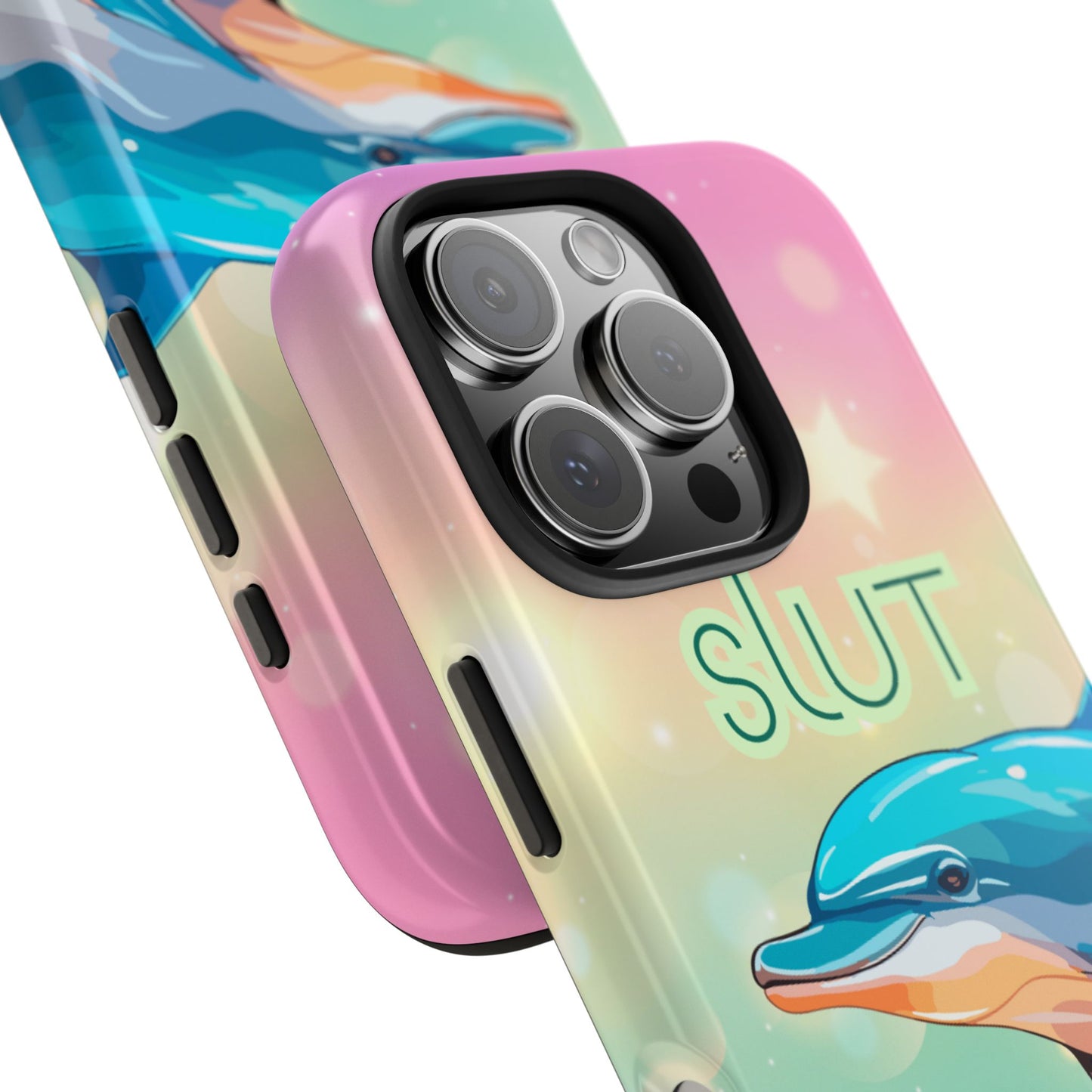 Dolphin Art Phone Case - Colorful Tough Case with 'SLUT' Design