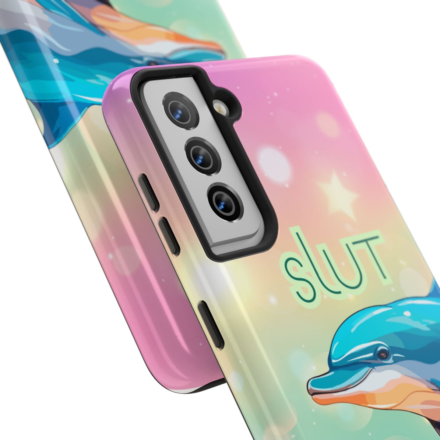 Dolphin Art Phone Case - Colorful Tough Case with 'SLUT' Design