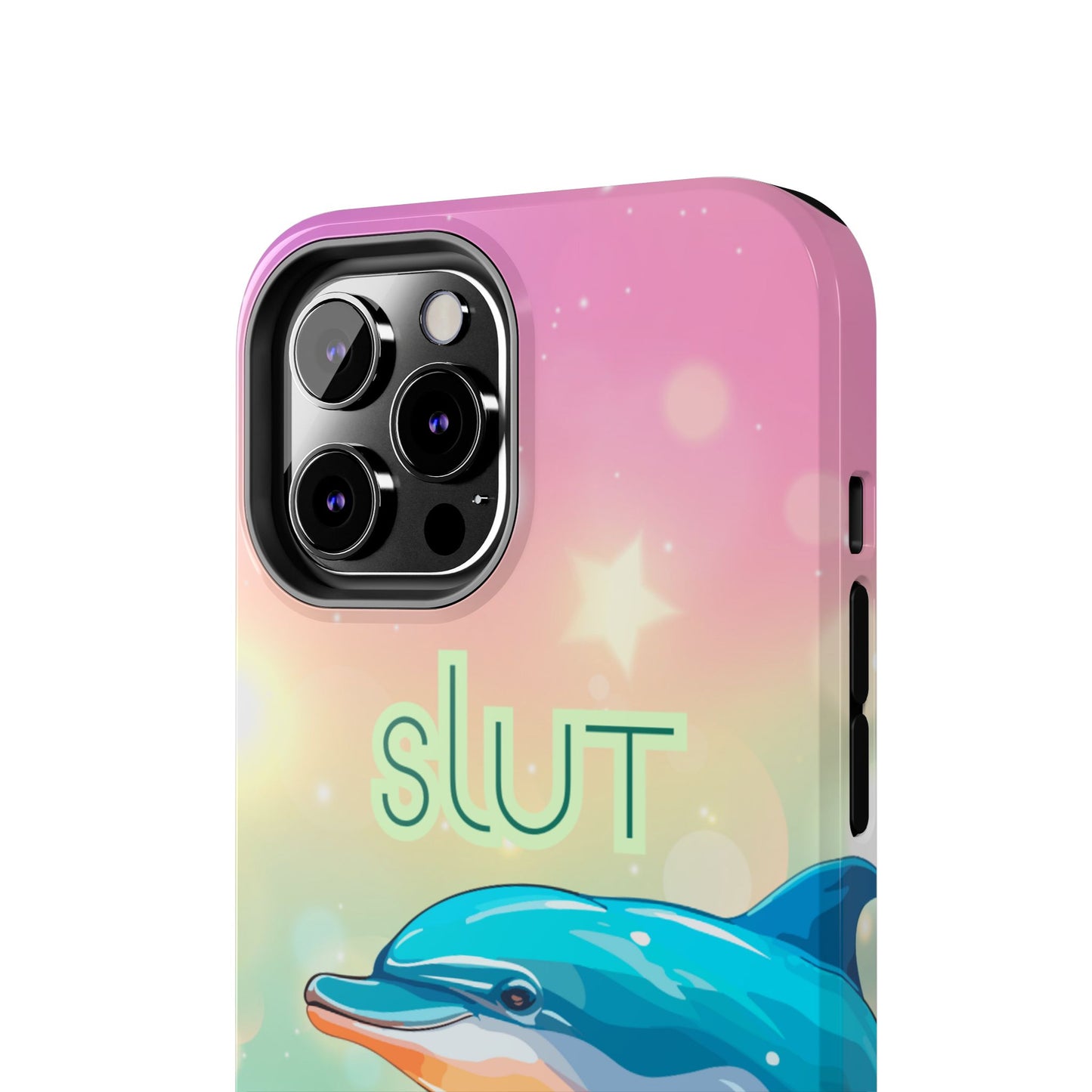Dolphin Art Phone Case - Colorful Tough Case with 'SLUT' Design