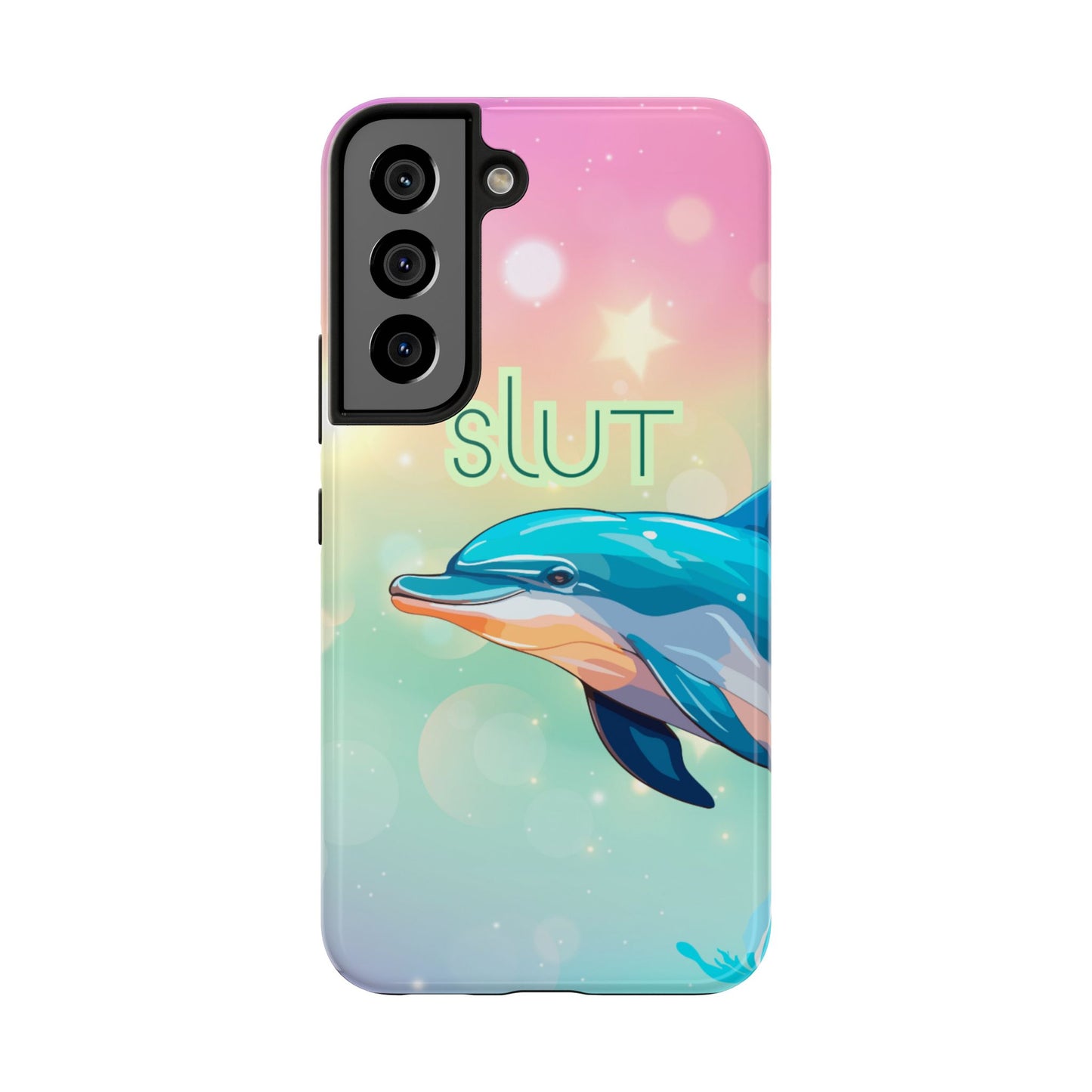 Dolphin Art Phone Case - Colorful Tough Case with 'SLUT' Design