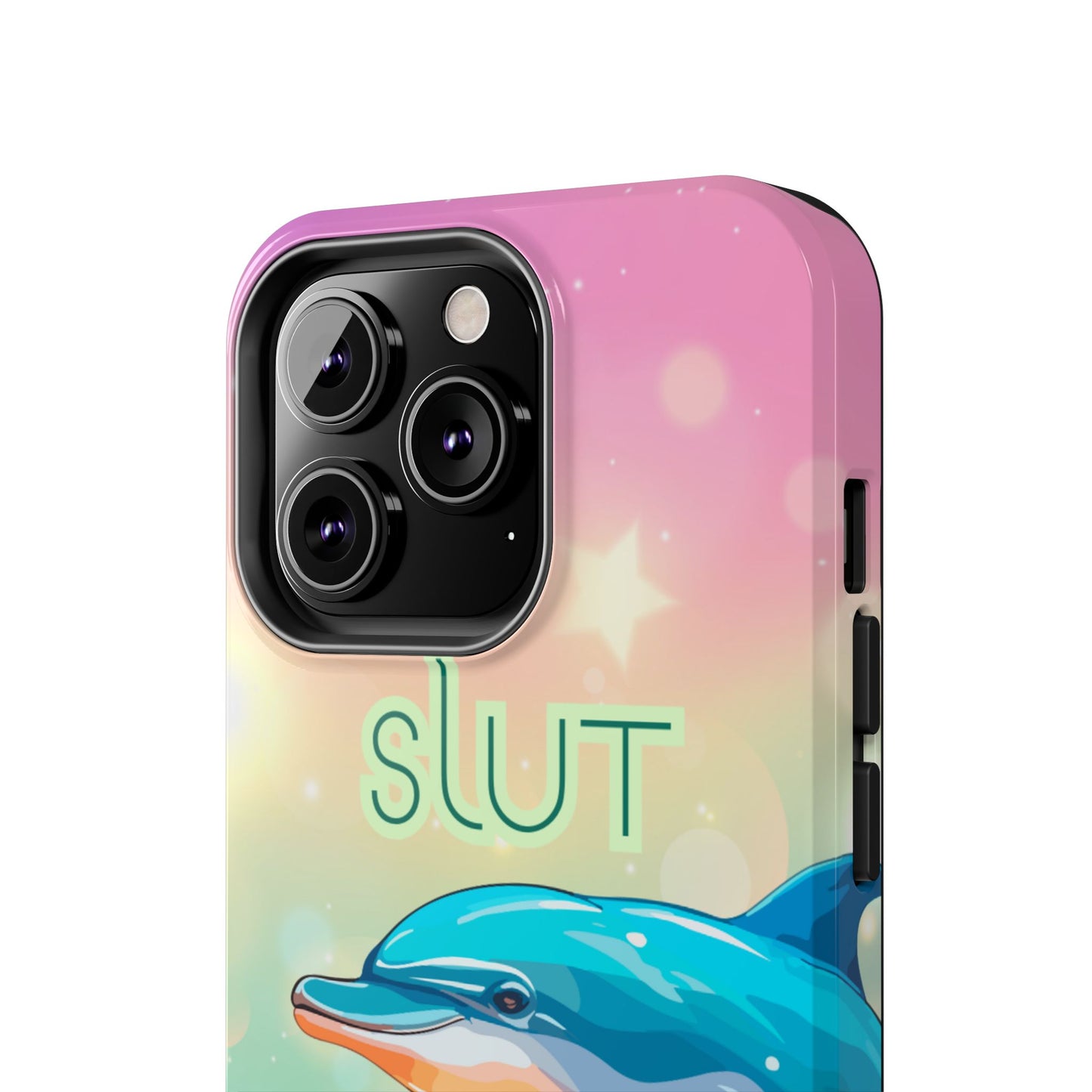 Dolphin Art Phone Case - Colorful Tough Case with 'SLUT' Design