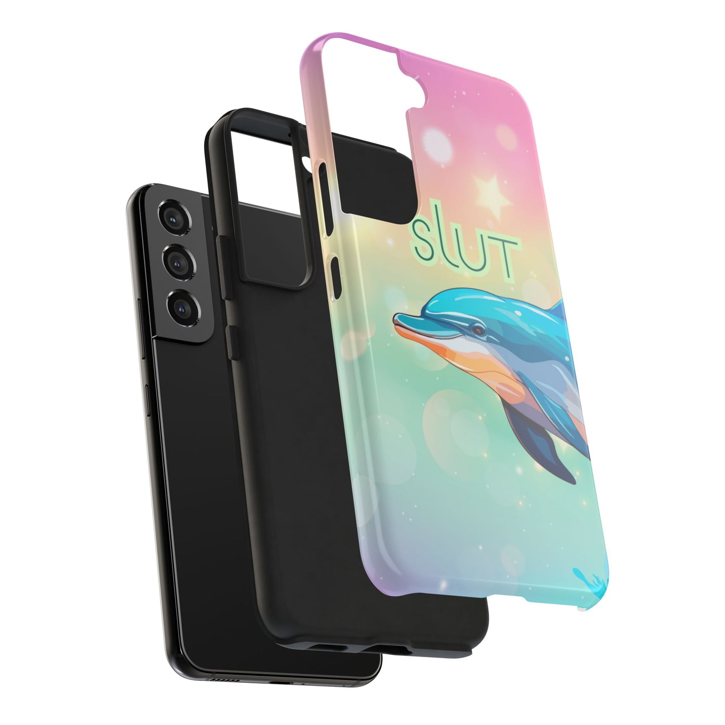 Dolphin Art Phone Case - Colorful Tough Case with 'SLUT' Design