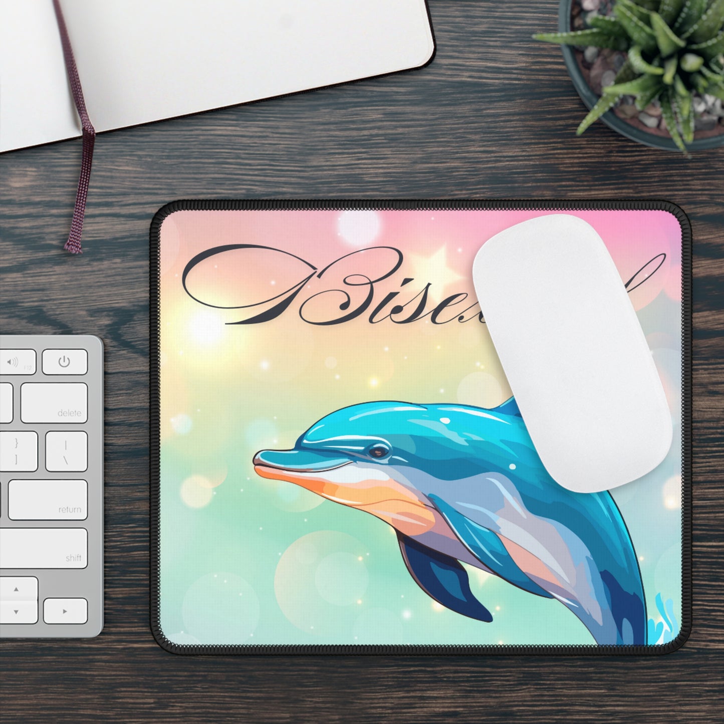 Colorful Dolphin Gaming Mouse Pad - Bisexual Pride Design