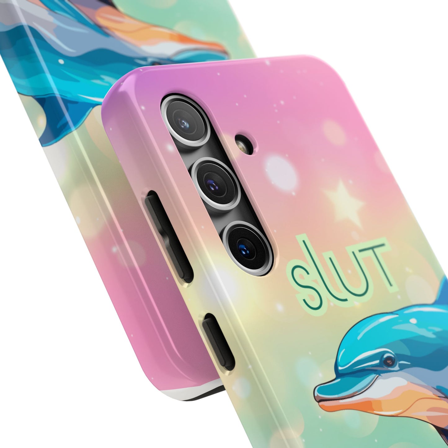 Dolphin Art Phone Case - Colorful Tough Case with 'SLUT' Design