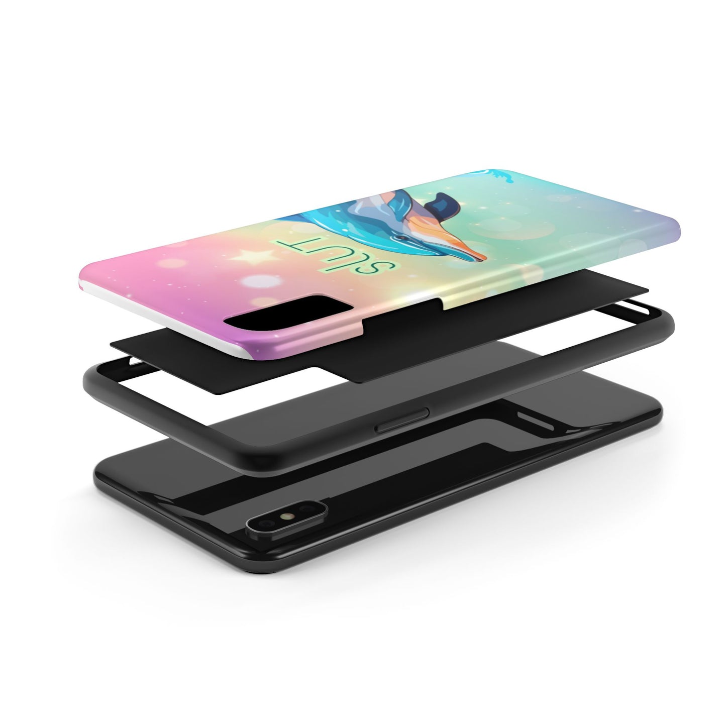Dolphin Art Phone Case - Colorful Tough Case with 'SLUT' Design
