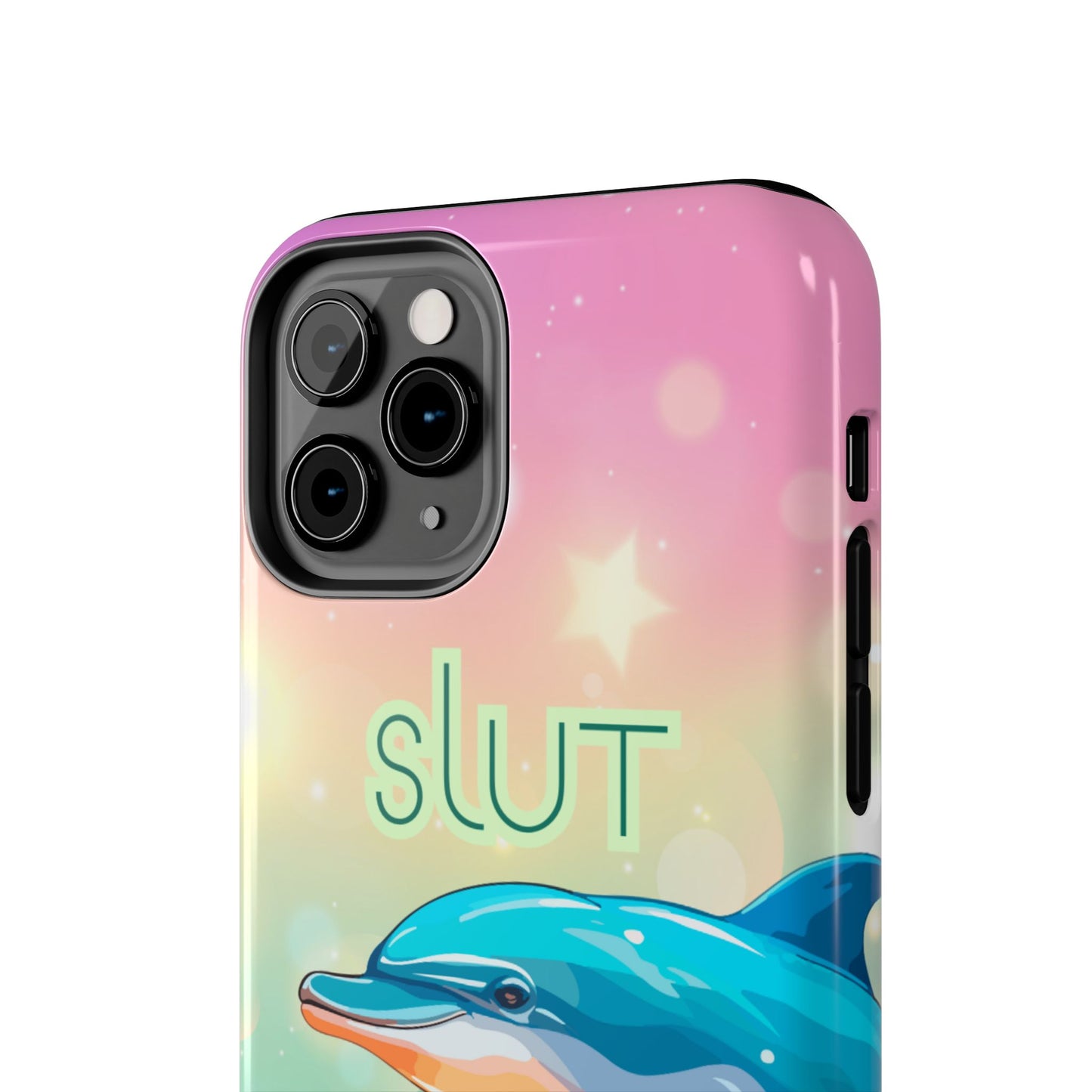 Dolphin Art Phone Case - Colorful Tough Case with 'SLUT' Design