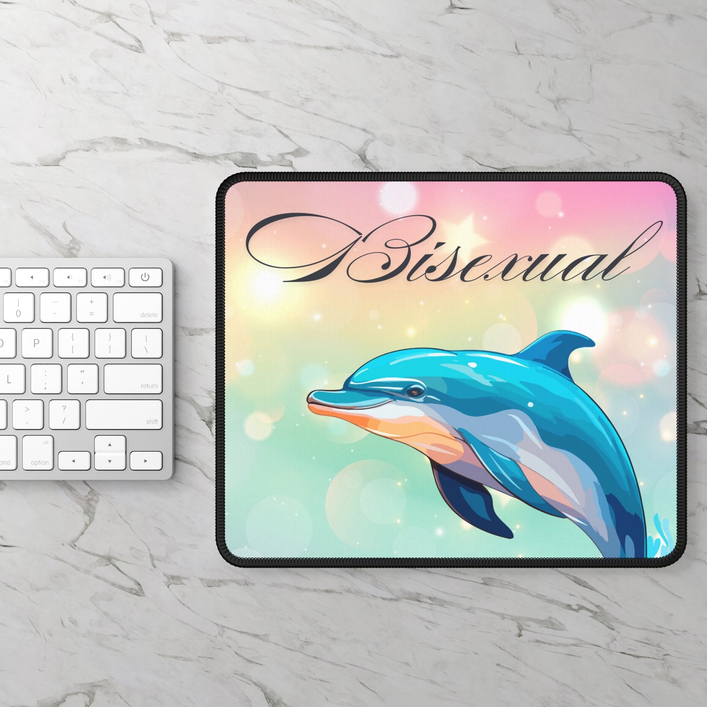 Colorful Dolphin Gaming Mouse Pad - Bisexual Pride Design