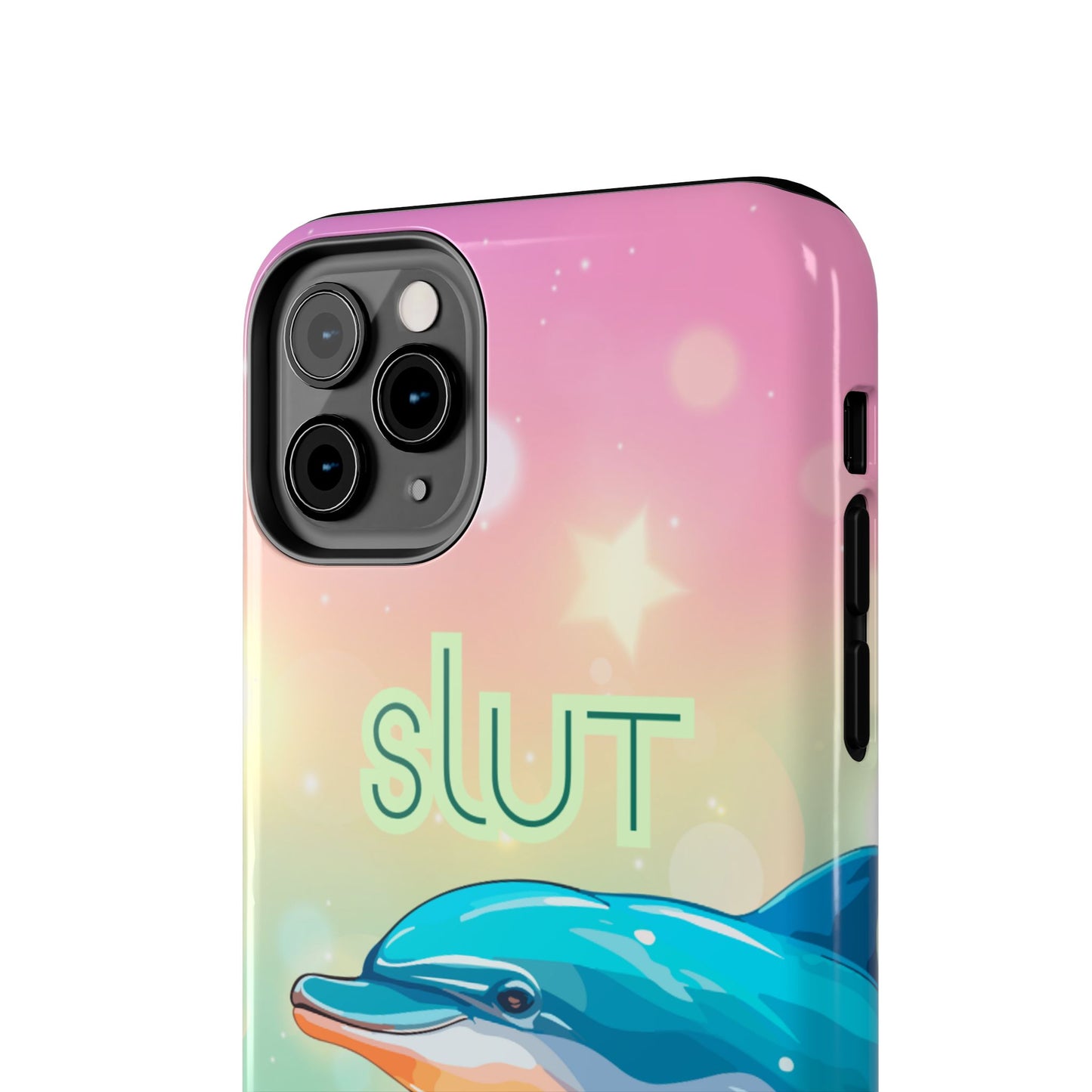 Dolphin Art Phone Case - Colorful Tough Case with 'SLUT' Design